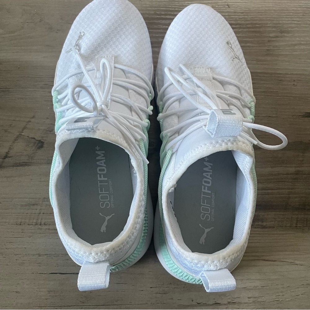 Puma Women’s SoftFoam Plus Sneakers White and Mint Green - Picture 6 of 7